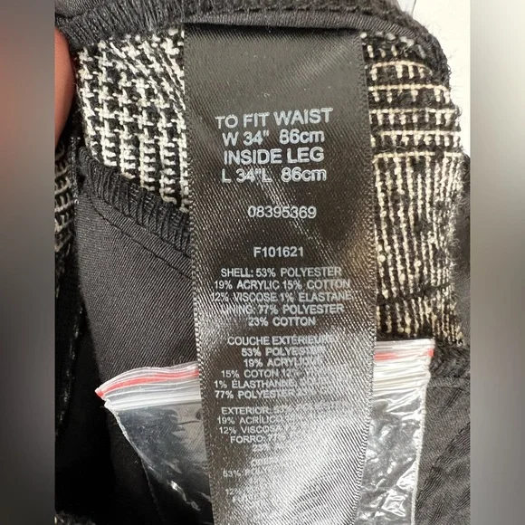 ASOS Men’s Black and White Plaid Dress Pants size 34”x 34” - Picture 7 of 8